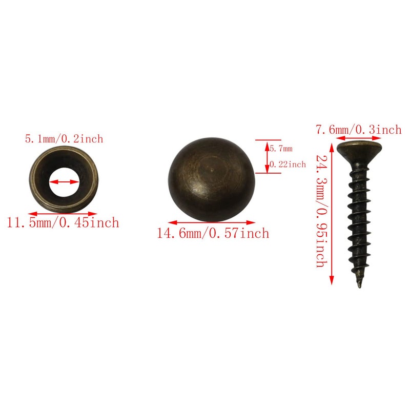 DGBRSM 8pcs Pure Brass Decorative Screws with Caps Used as Mirror Screw Mirror Fixing Screws Cover Self-Tapping Screws (15mm  Bronze) - Image 2